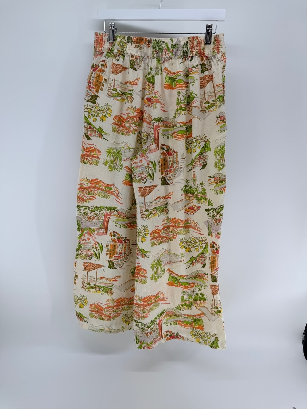 Cynthia Rowley Linen Scenic Pants M 🍋 Italian Summer Coastal - Picture 2 of 9